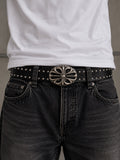 Black Leather Studded Belt