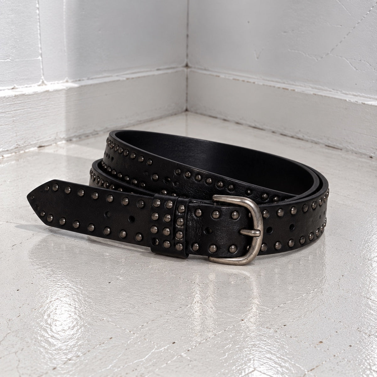 Black Double Rivet Belt
