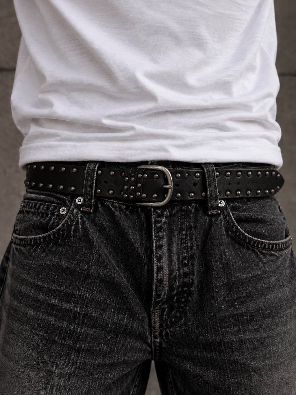 Black Double Rivet Belt