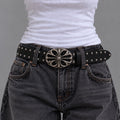 Black Leather Studded Belt