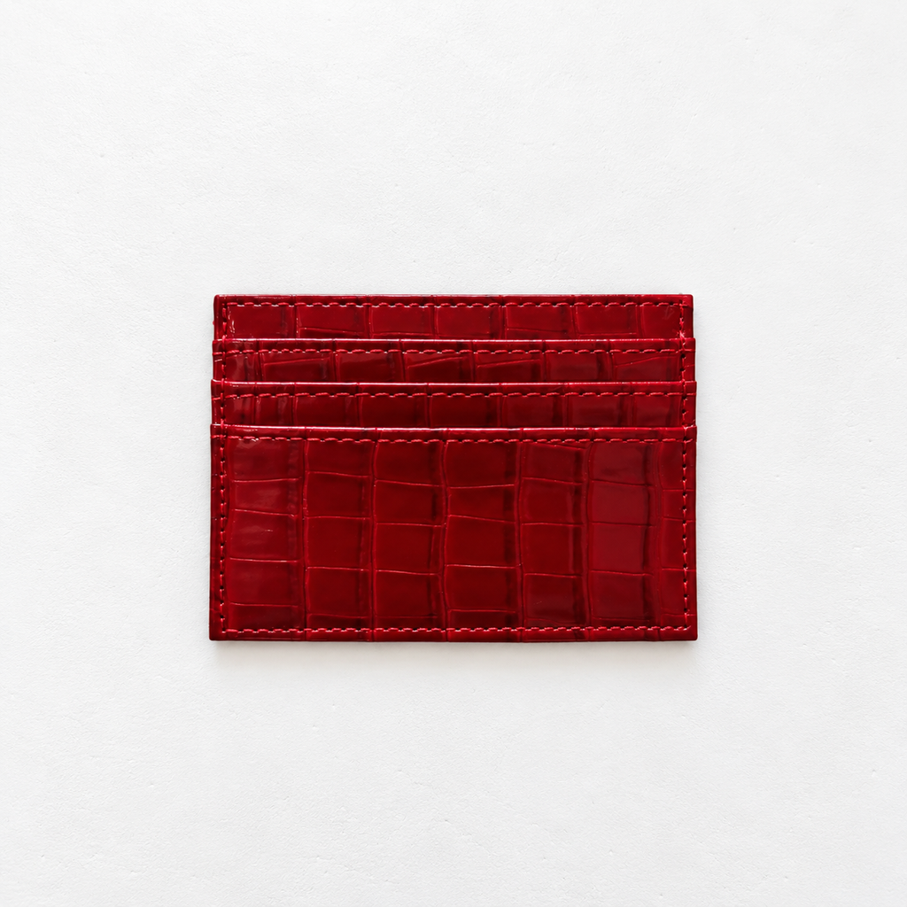 Minimalist Red Snakeskin Cardholder