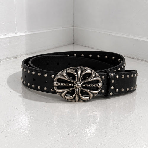 Black Leather Studded Belt