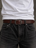 Vintage Floral Engraved Belt- Brown