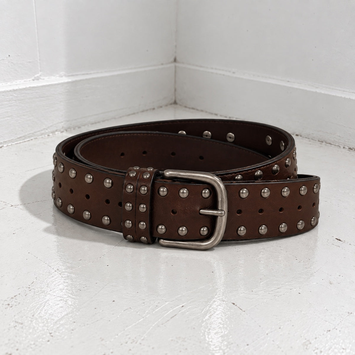 Brown Double Rivet Belt