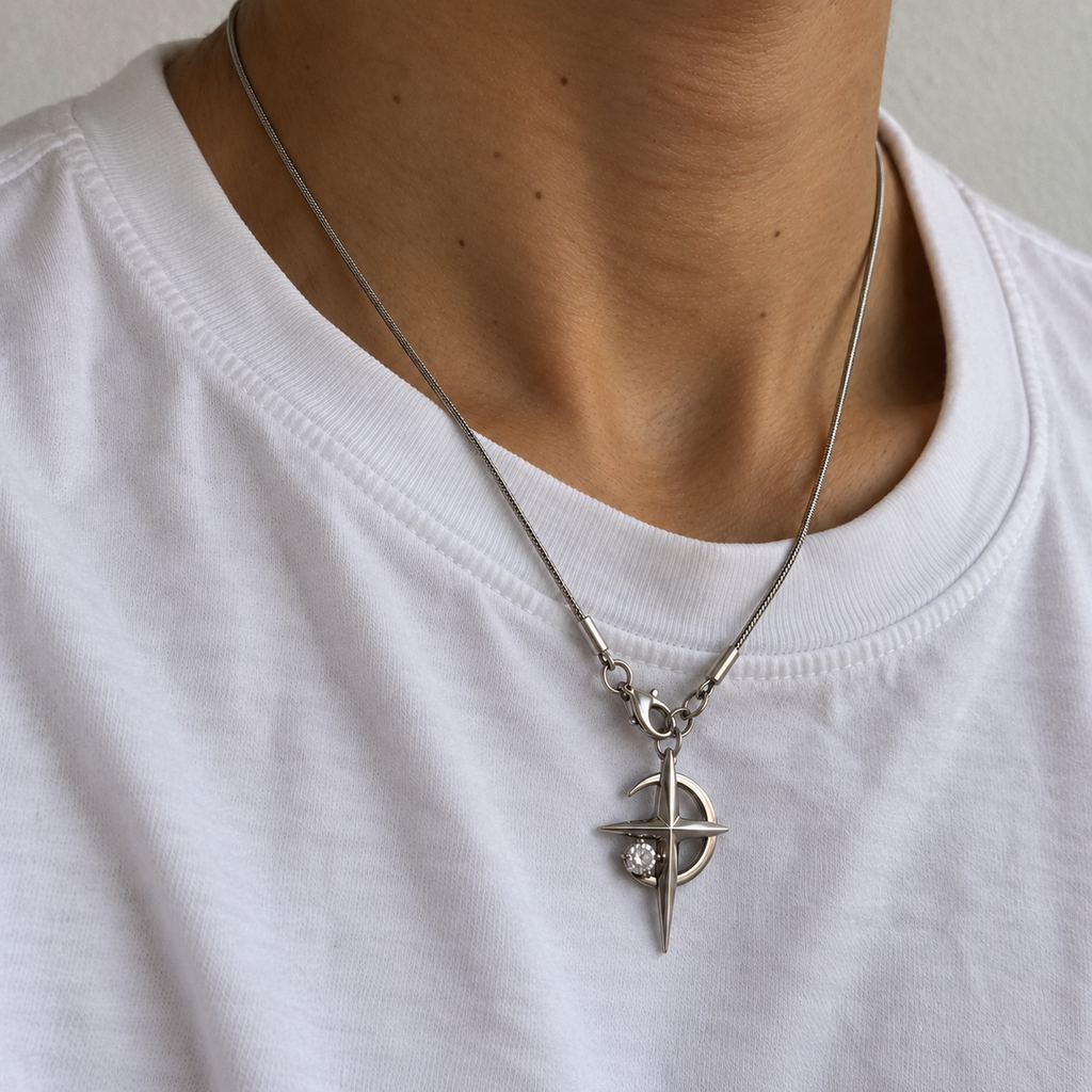 Cross And Moon Necklace