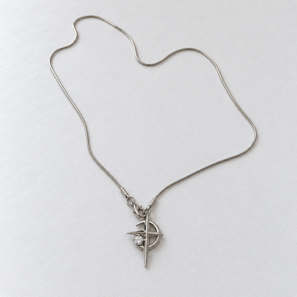 Cross And Moon Necklace
