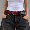 Y2K Crocodile Belt - Bright Red