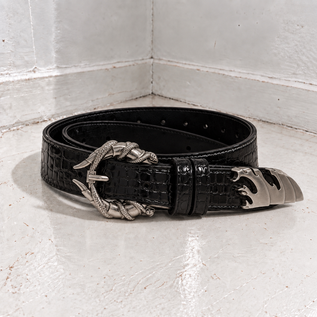 Y2K Crocodile Belt - Black